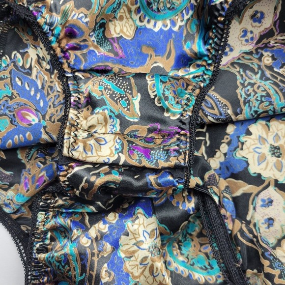 Wacoal 90s Vintage Black Lace Teddy w/ Rare Fine Paisley Pattern EVC Size M - Picture 7 of 11